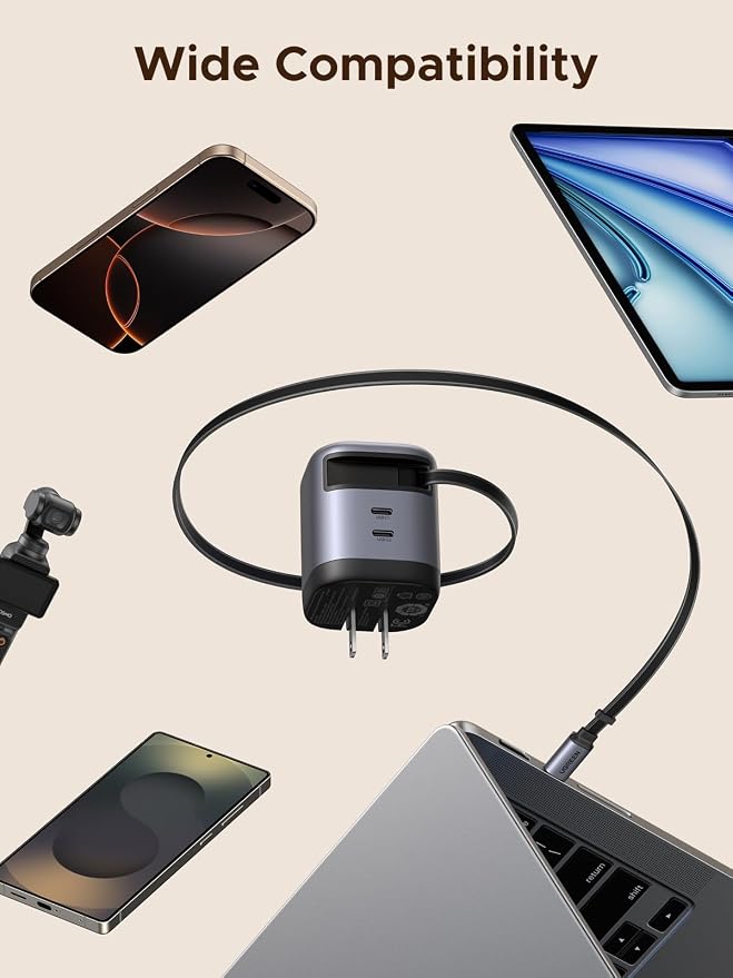 UGREEN Nexode 45W 3 in 1 Compact GaN Charger, Retractable USB C Fast Wall - Image 8