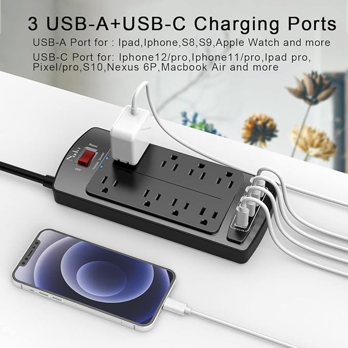 10 Feet Surge Protector Power Strip - Image 3