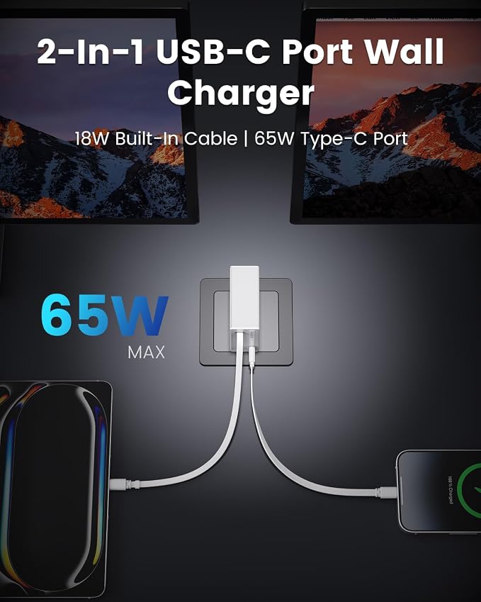 65W USB C Retractable Wall Charger - Image 3