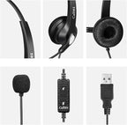 USB Headset with Microphone Noise Cancelling & Audio Controls, Stereo Computer - Image 7