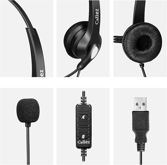 USB Headset with Microphone Noise Cancelling & Audio Controls, Stereo Computer - Image 7