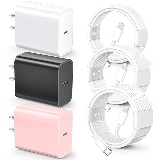 for iPhone 14 13 12 11 Fast Charger, 3 Pack 20W USB C Charger Block by happymovement