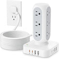TenTrend 160W Fast Charging Station, Flat Plug Power Strip Tower by TenTrend