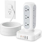 TenTrend 160W Fast Charging Station, Flat Plug Power Strip Tower by TenTrend