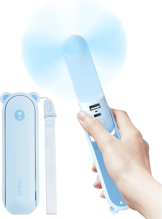JISULIFE Handheld Fan with 4500 mAh Powerbank Max 37 Hours Runtime, Pocket by LivechillStaycool