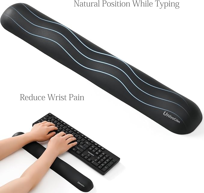 UnivoColors Design-Wave Keyboard Wrist Rest, Artificial Sheepskin+Memory - Image 6