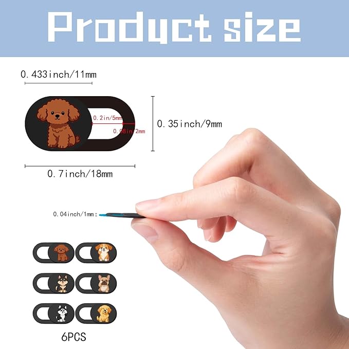 6Pcs 6 Styles Laptop Camera Cover Slide Dog 0.04 Inch Ultra Thin Webcam Cover - Image 2