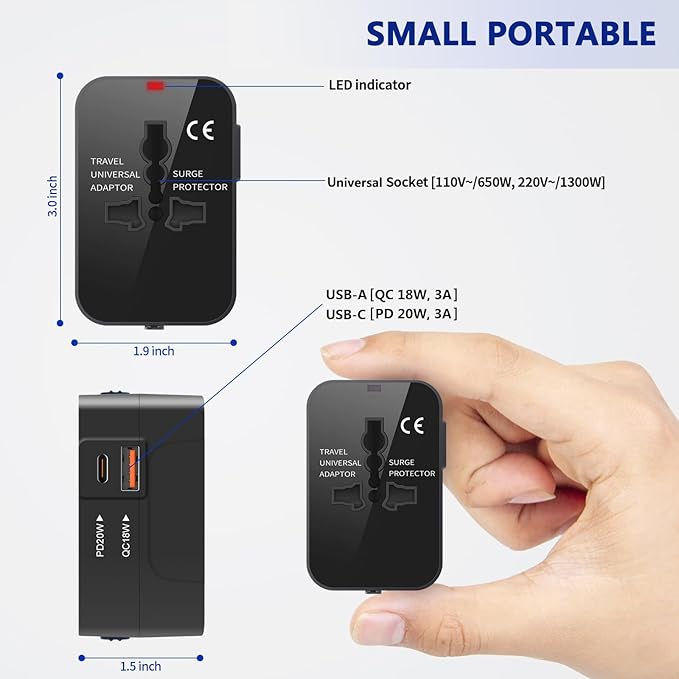 Universal Travel Adapter Worldwide, GaN Fast Charging - Image 6
