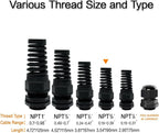 LeMotech 10Pcs NPT 3/8" IP68 Waterproof Cable Gland Flex Spiral Strain Relief - Image 6