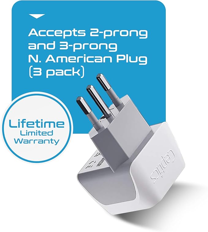 Ceptics Italy Travel Plug Adapter, Chile Plug Adapter - Image 6
