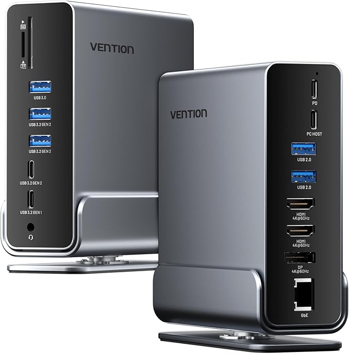 VENTION 15-in-1 Laptop Docking Station Dual Monitor, 360° Roatable Triple by Vention