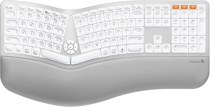 ProtoArc Backlit Bluetooth Ergonomic Keyboard, EK01 Plus Full Size Wireless by ProtoArc