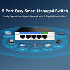 5 Port Gigabit Switch, Easy Smart Managed Ethernet Switch, Network Hub - Image 8