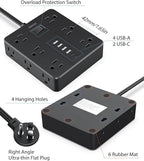Power Strip Flat Plug with 12 Outlets 6 USB, SMNICE Surge Protector Charging - Image 7