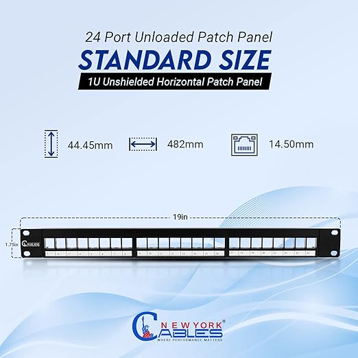 NewYork Cables® Blank Keystone 24 Port Cat6 Patch Panel - Image 3