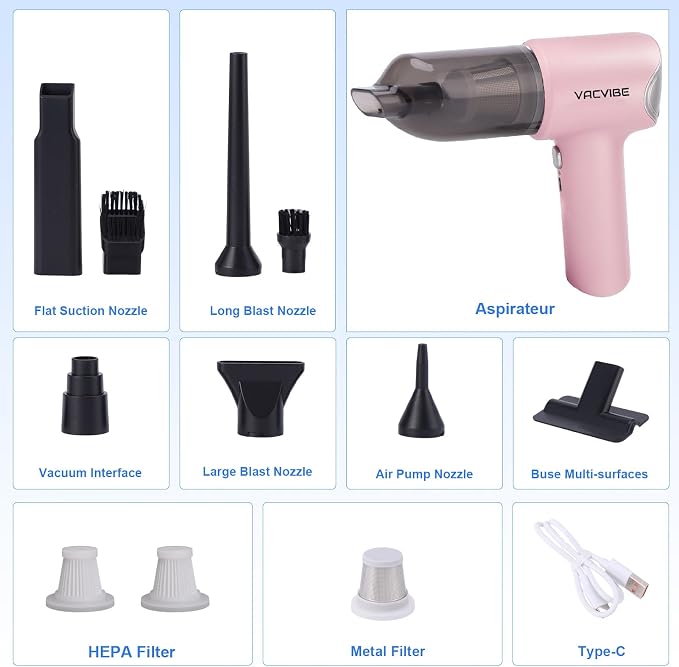 Handheld Car Vacuum Cleaner, 21000PA 4 in 1 Portable Rechargeable Brushless - Image 8
