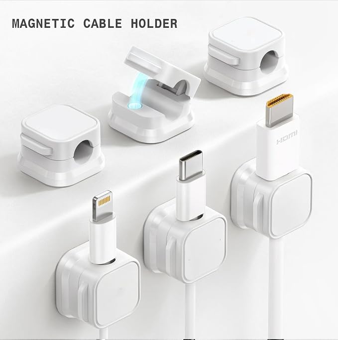 Generic 6 Pack Magnetic Cord Holder, Adhesive Wire Organizer, Under Desk Cable - Image 2