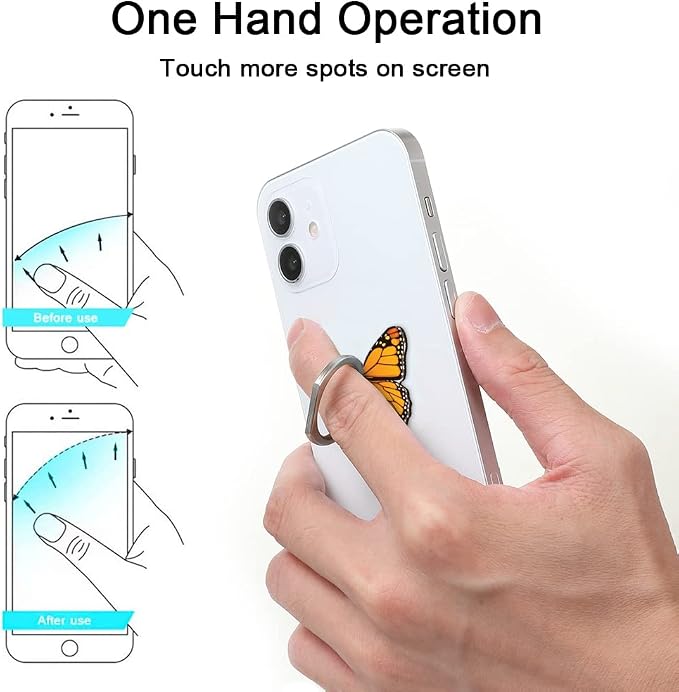 Bonoma Cute Butterflies Phone Ring Holder, 3 Pack Universal Finger Ring Stand - Image 4