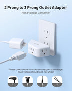 TROND 2 Prong to 3 Prong Outlet Adapter, 3-Way Angled Plug Extender - Image 7