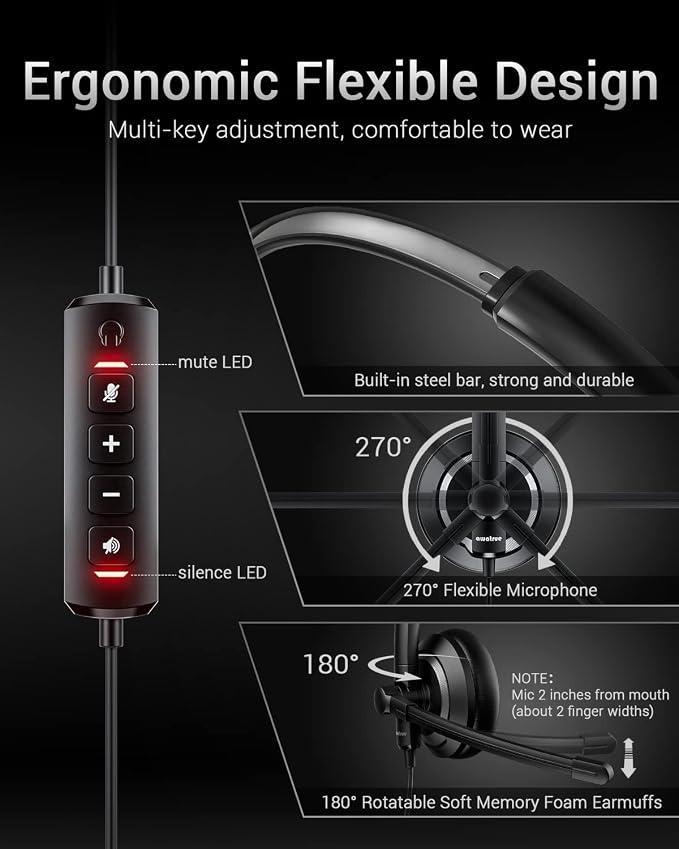 EH05-U Wired USB Headset with Noise Cancelling Microphone - Image 4