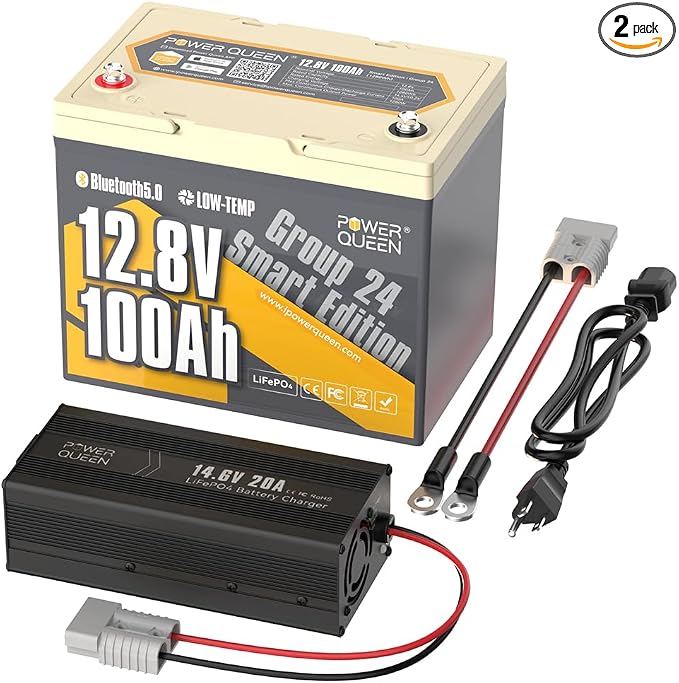 Power Queen Bluetooth 12V 100Ah LiFePO4 Battery by PowerQueen