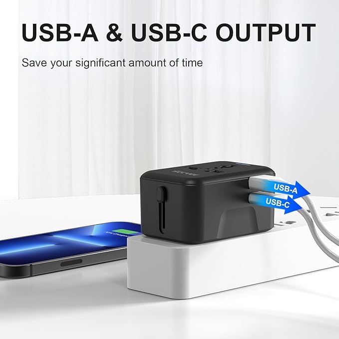 Universal Travel Adapter with USB C, International Power Plug Adapter All in - Image 4