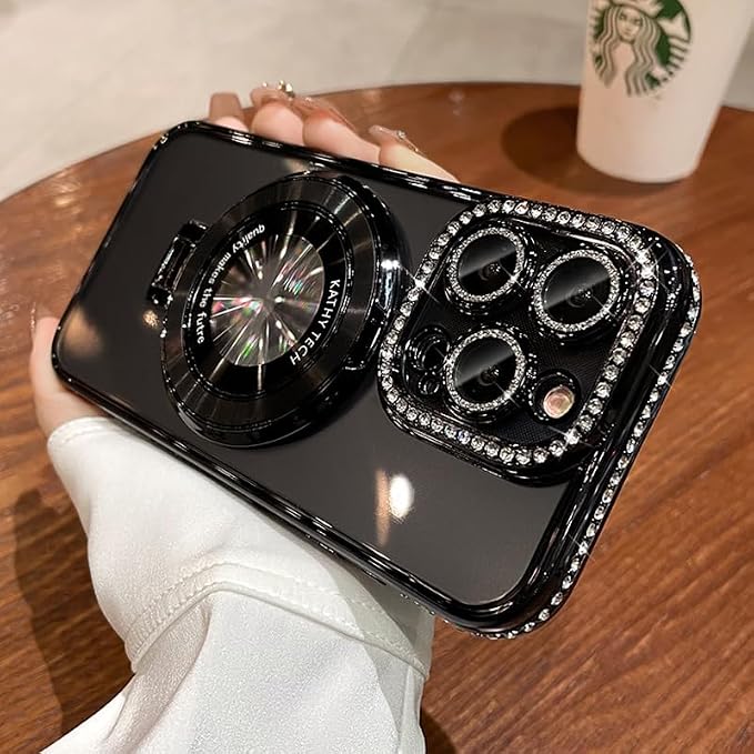 Magnetic Kickstand Case for IPhone 15 14 13 12 Pro Max Sparkling Diamond Cover - Image 3