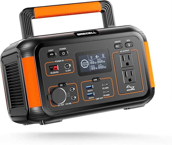 GRECELL 500W Portable Power Station 444Wh Solar Generator by GRECELLPOWERSTATION