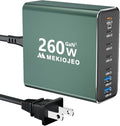 Aluminum Alloy USB C Charger 260W GaN Fast USB C Charging Station 7 Ports 65W by MEKIOJEO