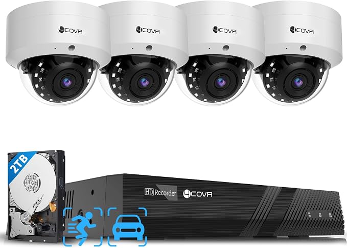 4COVR NVR Security Camera System, AI Human Vehicle Detection, 8CH 8MP H.265 NVR by 4COVR