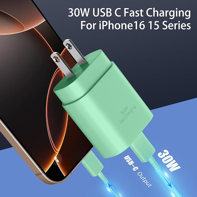 Phone 15 Pra Max Charger Fast Charging, 30W USB C Phone 15 Fast Charger Block - Image 2