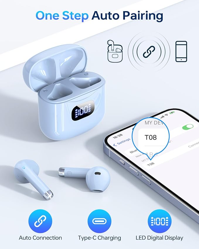 KTGEE Wireless Earbuds Bluetooth 5.3 Headphones, 40Hrs Playback Stereo Ear Buds - Image 6