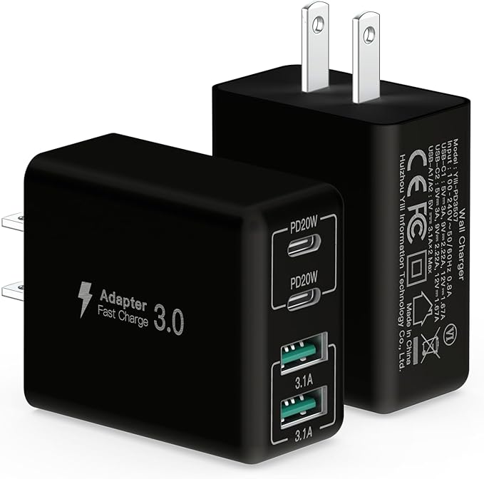 sccvee USB C Wall Charger, 40W 4-Port USB C Charger Block, Fast Charging Block by SCCVEE