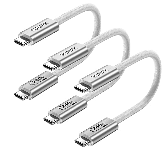 240W USB C Cable 1FT, Short USB C Cable Fast Charging Cord Compatible by SUMPK