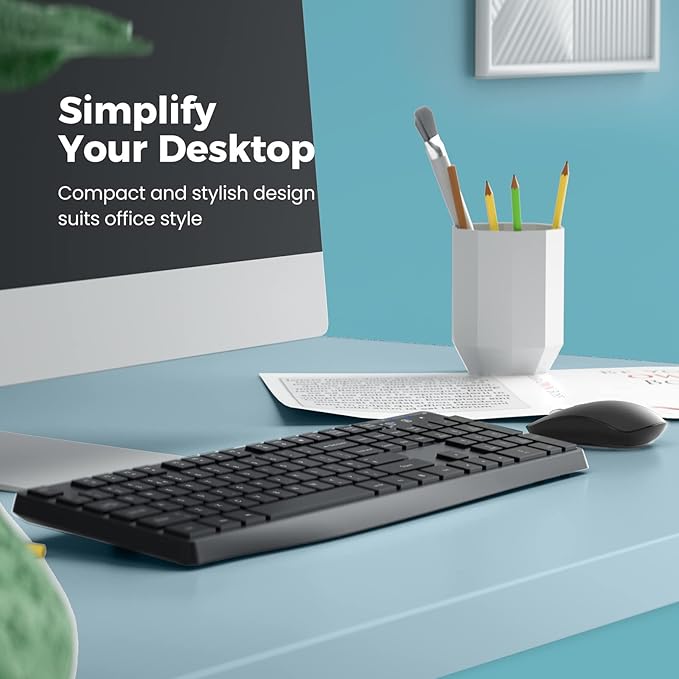 Wireless Keyboard and Mouse Combo, Lovaky 2.4G Full-Sized Ergonomic Keyboard - Image 4