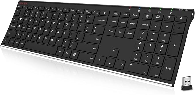 ALLIFE 2.4G Wireless Keyboard Stainless Steel Ultra Slim Full Size Keyboard by ALLIFE