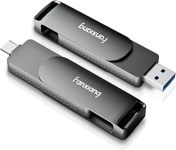 512GB Fast External SSD Flash Drive Up to 2000MB/s USB3.2 Gen2, 2-in-1 Dual USB by fanxiang