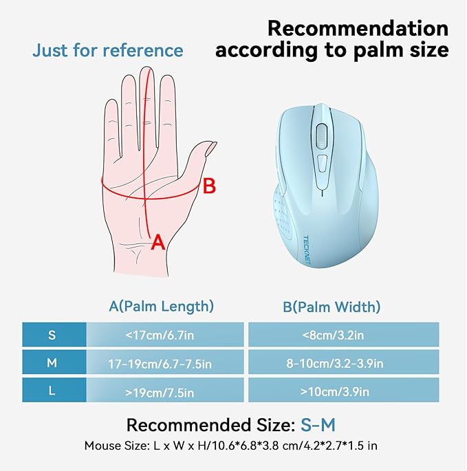 TECKNET Wireless Mouse Rechargeable 4800 DPI Silent USB A & Bluetooth Mouse 6 - Image 4