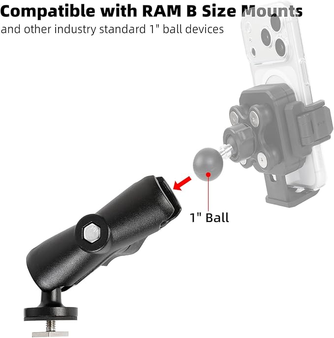 1" Track Ball with T-Bolt Attachment & Medium Double Socket Arm, Aluminum Alloy - Image 3