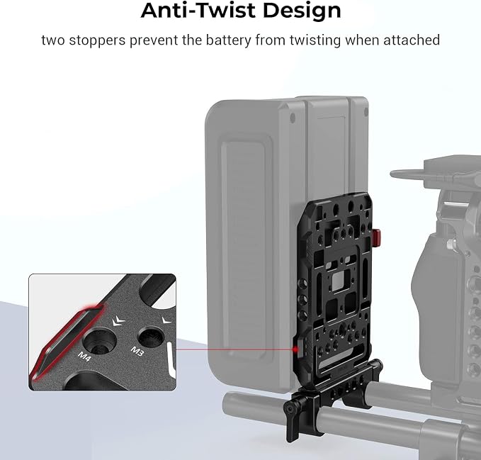 SmallRig Battery Plate with V-Lock Mount with Dual 15mm Rod Clamp Kit - Image 8
