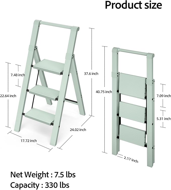 Taranta 3 Step Ladder, Lightweight Aluminum Step Stool - Image 6