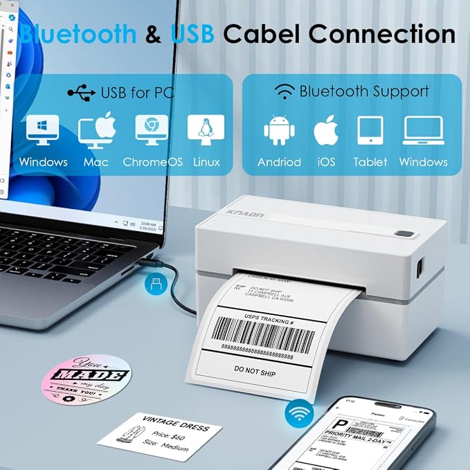 Bluetooth Thermal Shipping Label Printer, 4x6 Portable Thermal Address Label - Image 2