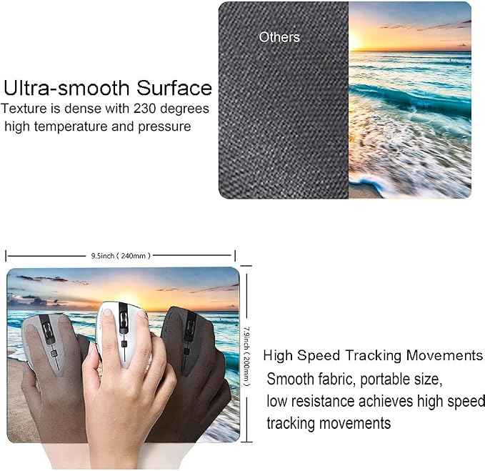 Beach Sunset Washable Square Waterproof Cute Gaming Office Laptop Mousepad - Image 3