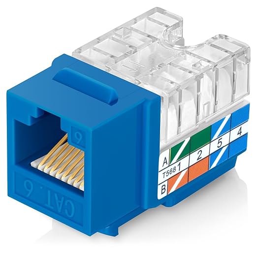 Everest 90° Angled RJ45 Cat6A Keystone Jacks 100-Pack in Blue - Image 8