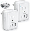 2 Pack Italy Travel Plug Adapter, VINTAR Foldable Italy Power Adapter by VINTAR