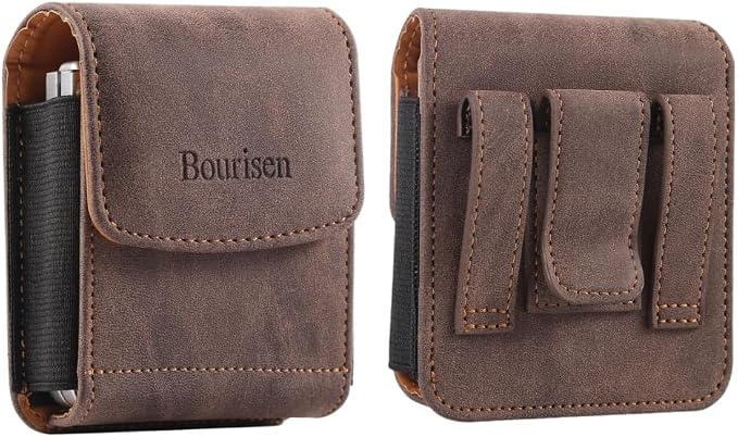 Universal Phone Holster Phone Pouch Case Belt Clip Belt Loops Card Slot Faux by Bourisen