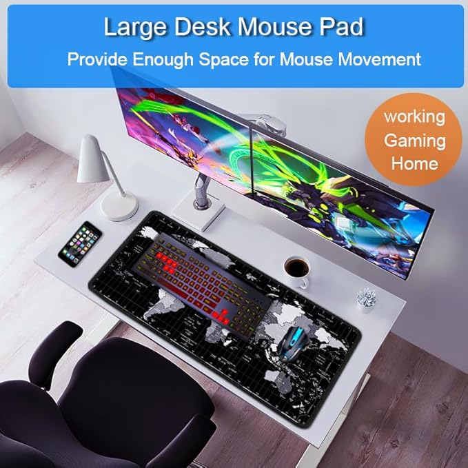 Large Mouse Pad, 31.5x15.7 inch Large Extended Computer Keyboard Mouse Mat - Image 6
