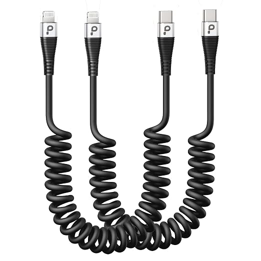 USB Type C to Lightning Cable 3FT 2Pack, Coiled iPhone Charger Fast Charging by PRAKIE