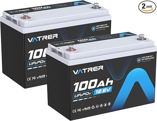 2Pack 12V 100AH Low Temp Cutoff LiFePO4 Lithium Battery by VATRERPOWER