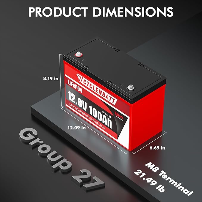 12V 100Ah Bluetooth LiFePO4 Battery, Low-Temp Protection 12V Lithium Battery - Image 2